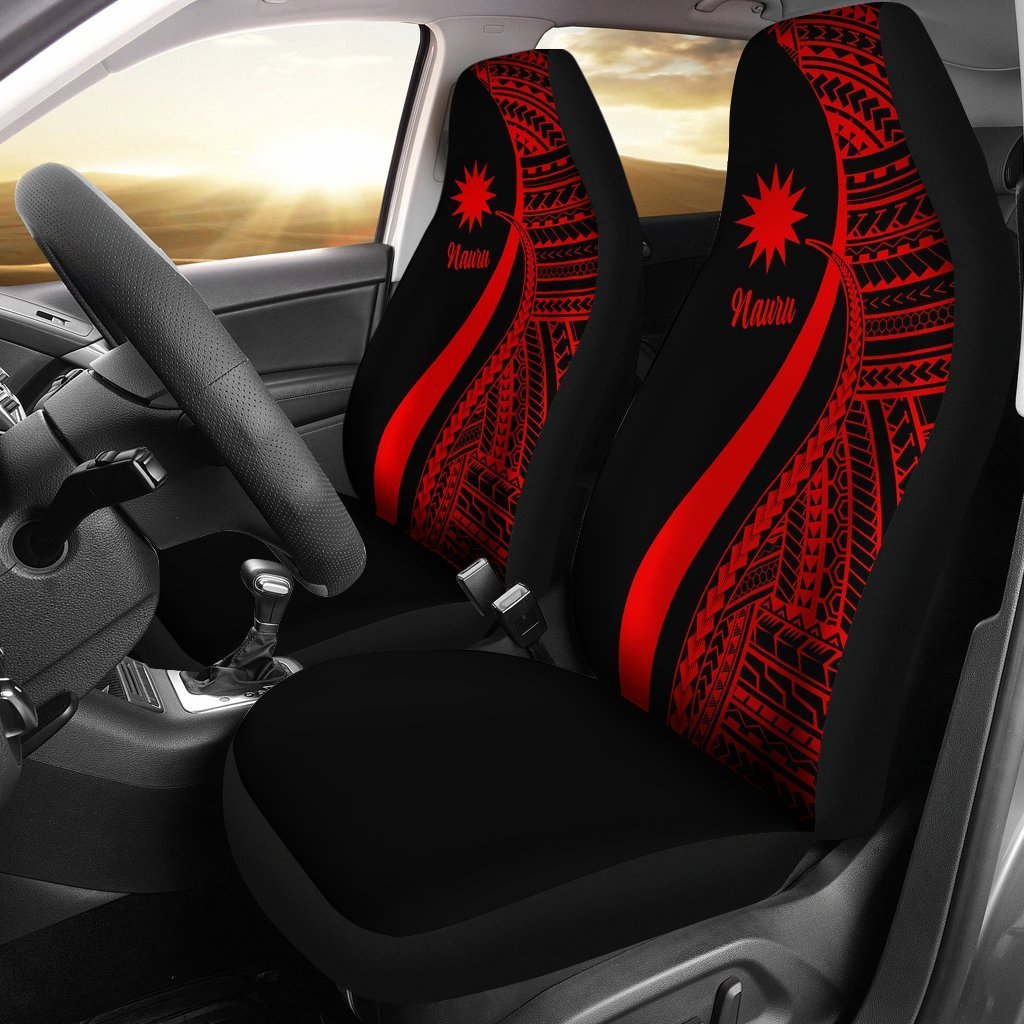 Nauru Car Seat Covers - Red Polynesian Tentacle Tribal Pattern - Vibe Hoodie Shop