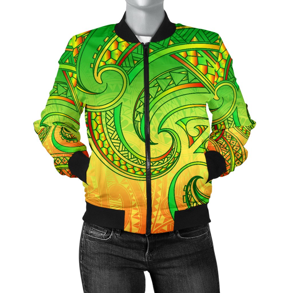 New Zealand Maori Mangopare Women Bomber Jacket Polynesian - Rasta - Vibe Hoodie Shop