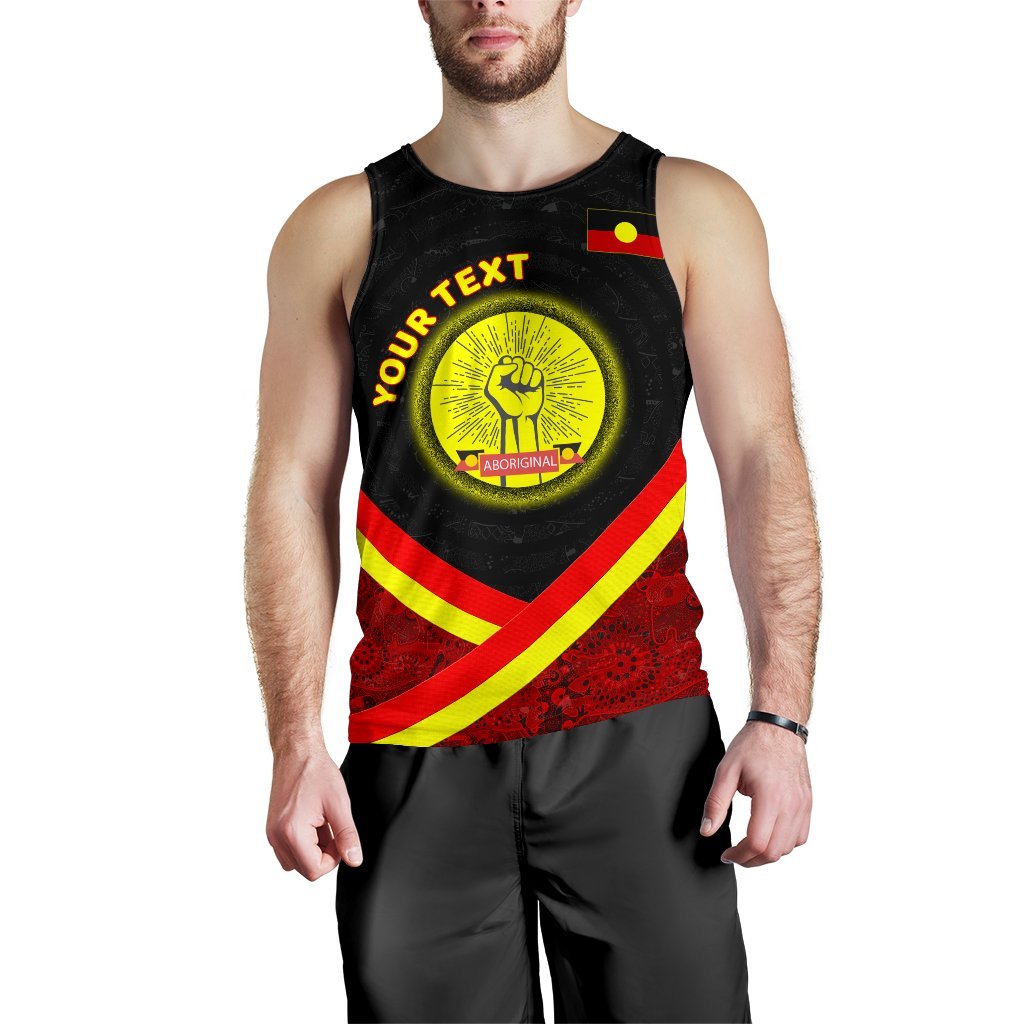 (Custom) Men's Tank Top - Aboriginal Flag And Animals Pattern - Vibe Hoodie Shop