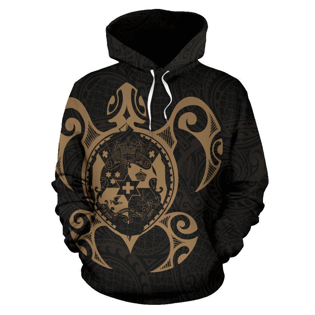 Hoodie Tonga Polynesian Coat Of Arms In Turtle Map Gold - Vibe Hoodie Shop