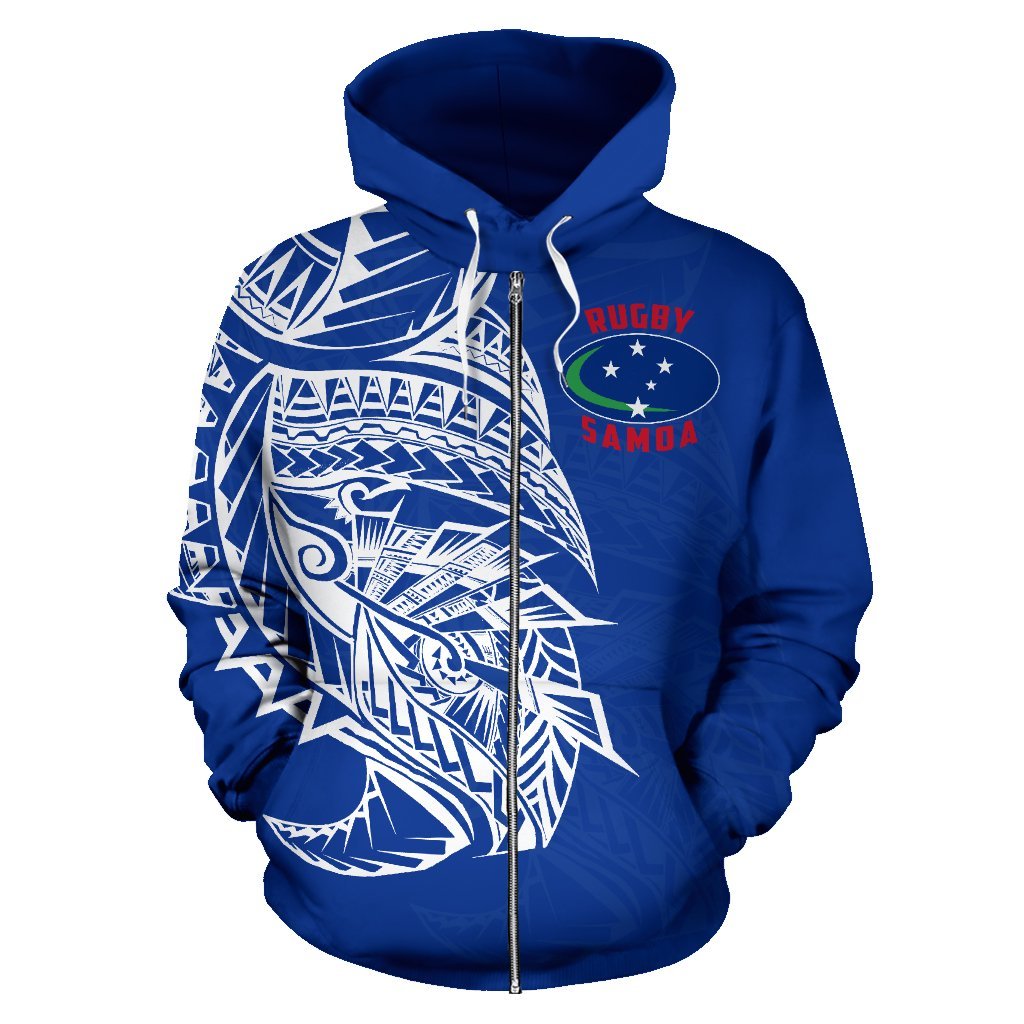 Samoa Rugby Zip Up Hoodie Blue - Vibe Hoodie Shop