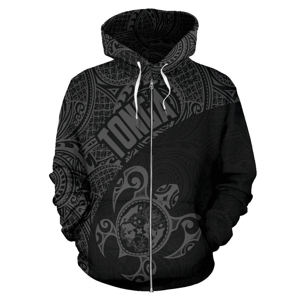 Zip Up Hoodie Tonga Coat Of Arms Turtle Polynesian Pattern 11 - Vibe Hoodie Shop