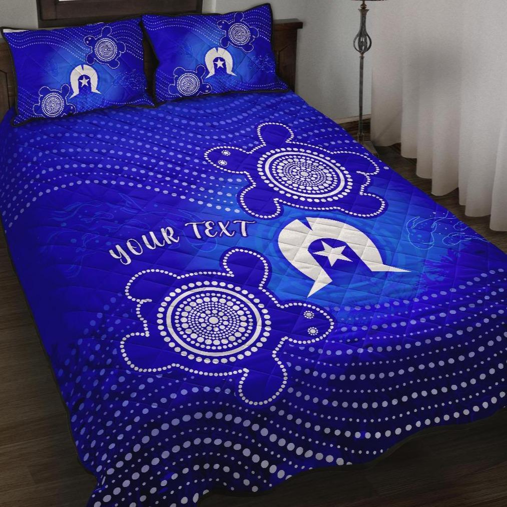 Custom Torres Strait Islanders Quilt Bed Sets - Torres Symbol With Indigenous Turtle - Vibe Hoodie Shop