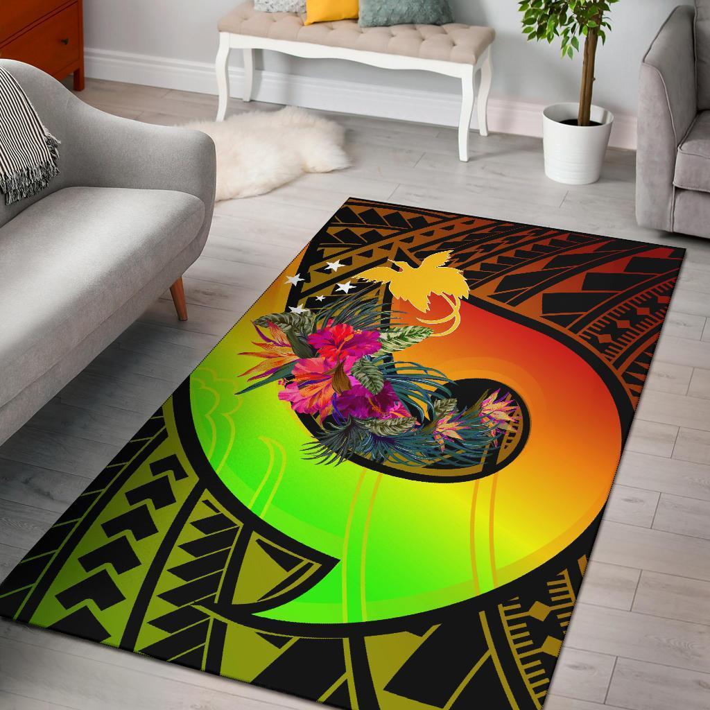 Papua New Guinea Area Rug - Polynesian Hook And Hibiscus (Raggae) - Vibe Hoodie Shop