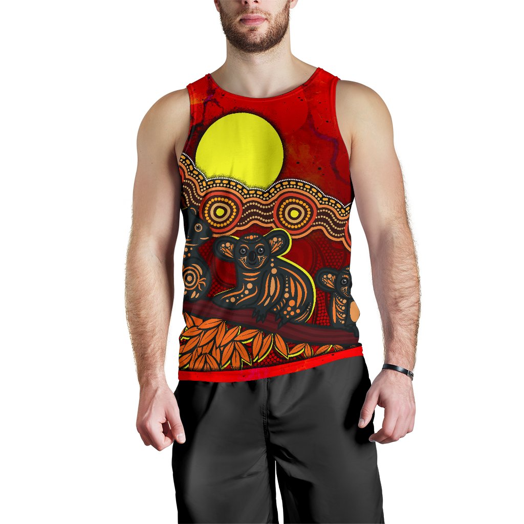 Aboriginal Men's Tank Top - Australian Indigenous Koala - Vibe Hoodie Shop