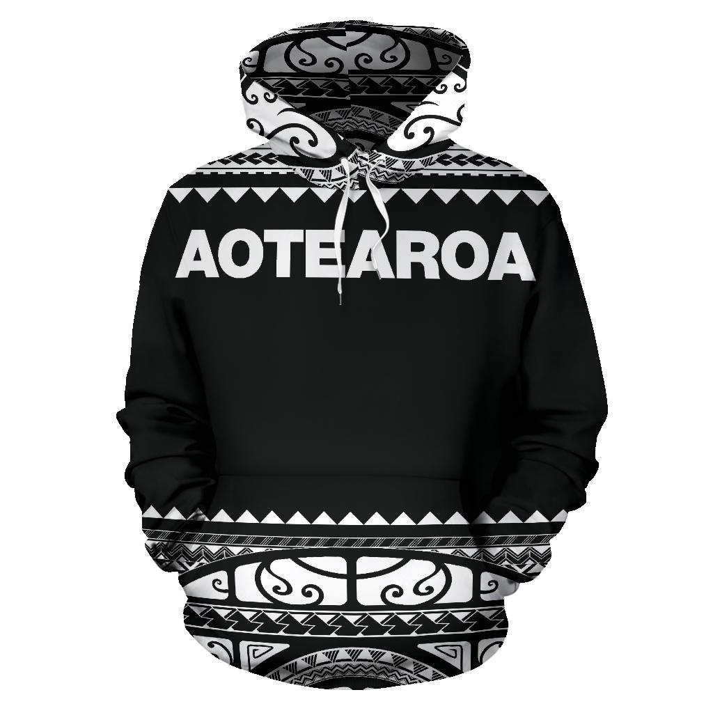 New Zealand Maori Hoodie, Aotearoa Silver Fern Pullover Hoodie - White - Vibe Hoodie Shop