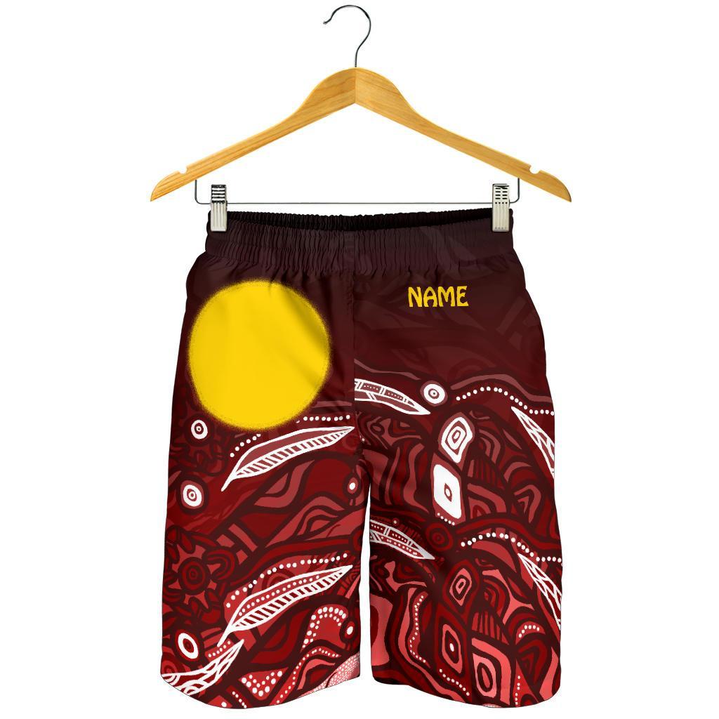 Custom Text Aboriginal Men's Shorts - Red Landscape - Vibe Hoodie Shop