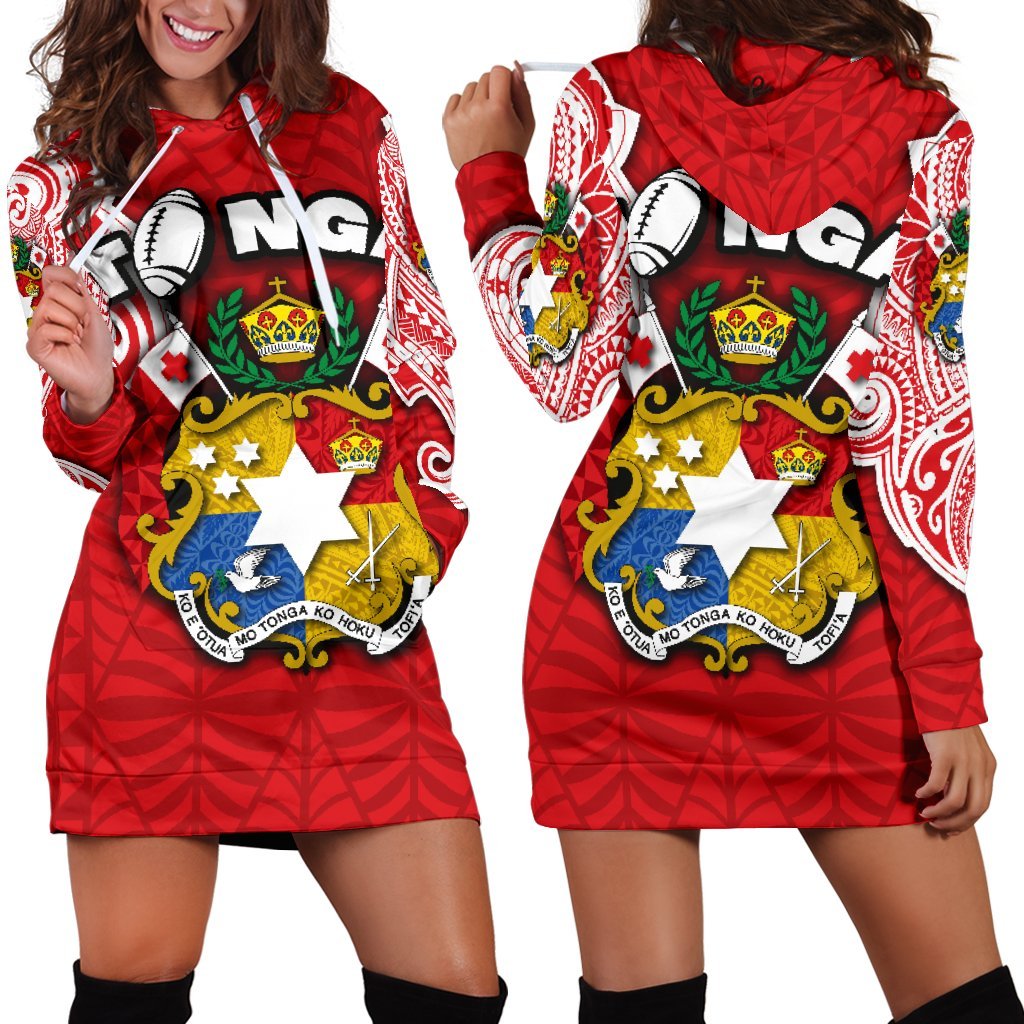 (Custom Personalised) Tonga Rugby Women's Hoodie Dress Royal Style - Vibe Hoodie Shop