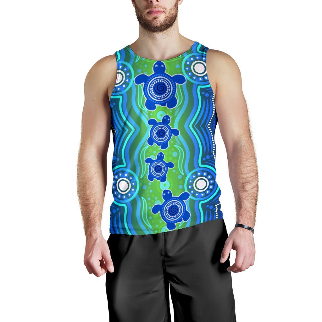 Aboriginal Men's Tank Top - Aboriginal Turtle Family - Vibe Hoodie Shop