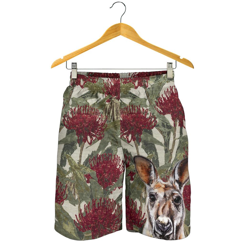 Short - Kangaroo Short Waratah Painting - Men - Vibe Hoodie Shop