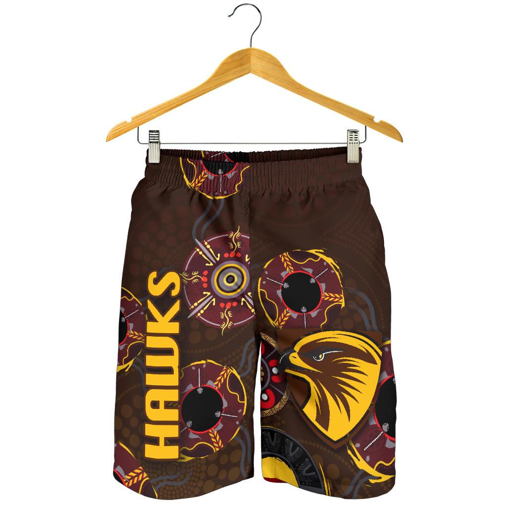 Hawthorn Men Shorts Hawks Indigenous - Brown - Vibe Hoodie Shop