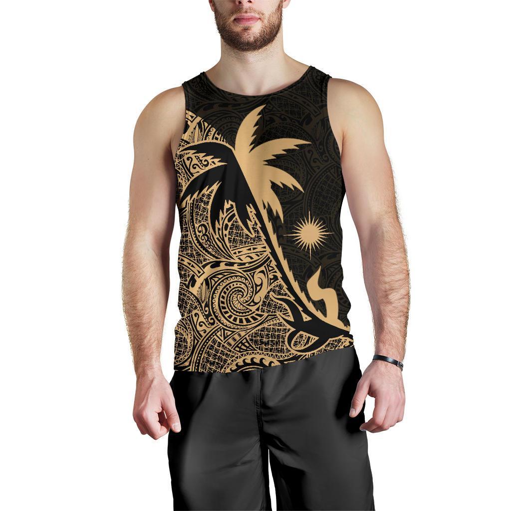 Marshall Islands Coconut Tree Men's Tank Top Gold - Vibe Hoodie Shop