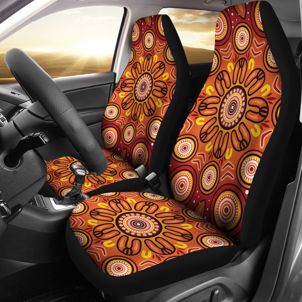 Aboriginal Car Seat Covers - Circle Flowers Patterns VER01 - Vibe Hoodie Shop
