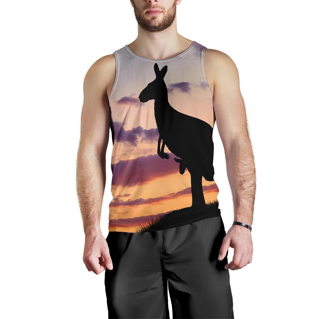 Men Tank Top - Kangaroo Mens Tank Sunset Ver06 - Vibe Hoodie Shop