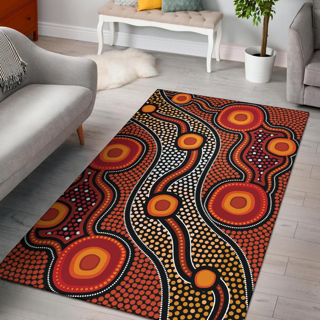 Aboriginal Area Rug - Landscape Circle Dot Painting Art - Vibe Hoodie Shop