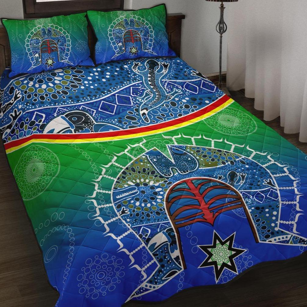 Quilt Bed Set - Torres Strait Symbol With Aboriginal Patterns - Vibe Hoodie Shop