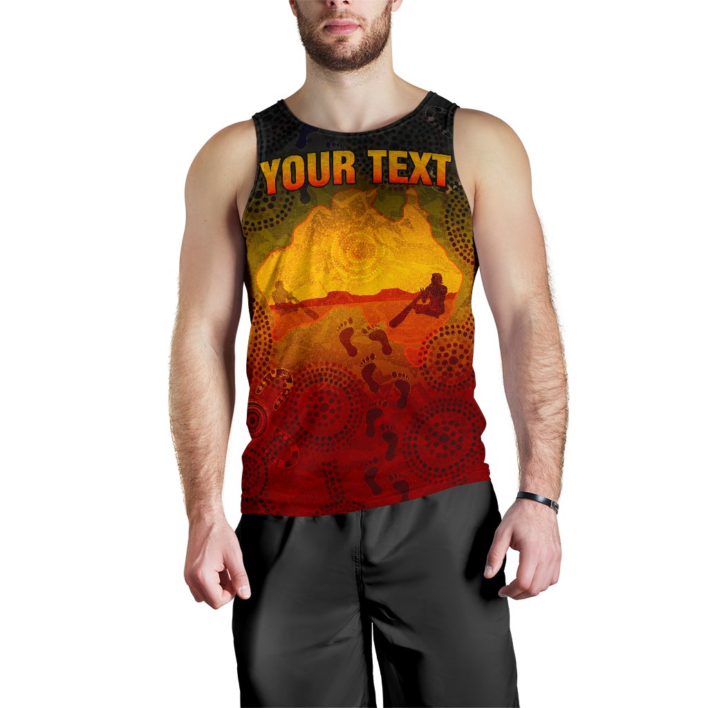 Custom Aboriginal Men's Tank Top, Australian Map with Indigenous Color - Vibe Hoodie Shop