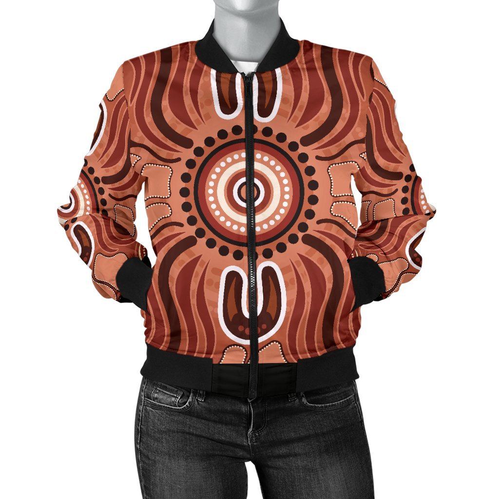 Aboriginal Women's Bomber Jacket - Indigenous Art Patterns Ver02 - Vibe Hoodie Shop