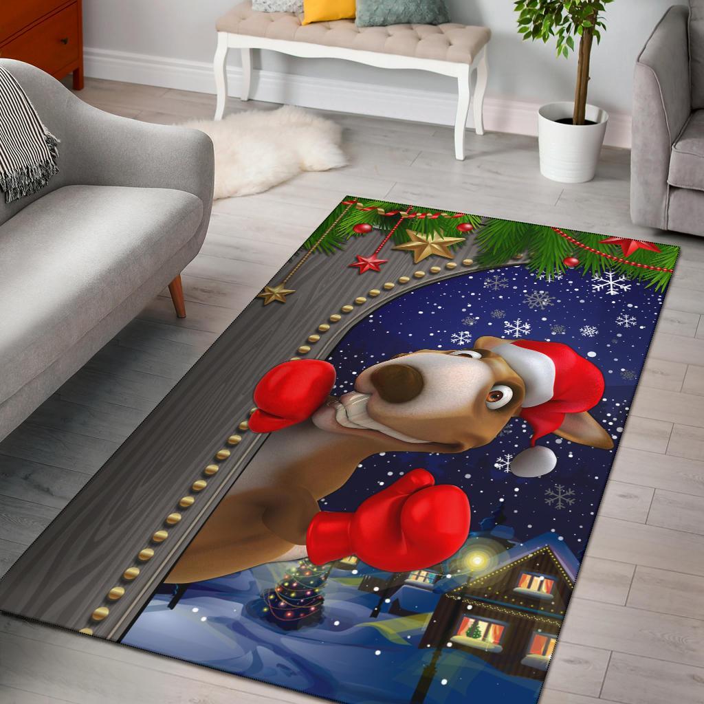 Christmas Area Rug - Funny Kangaroo Christmas - - Vibe Hoodie Shop