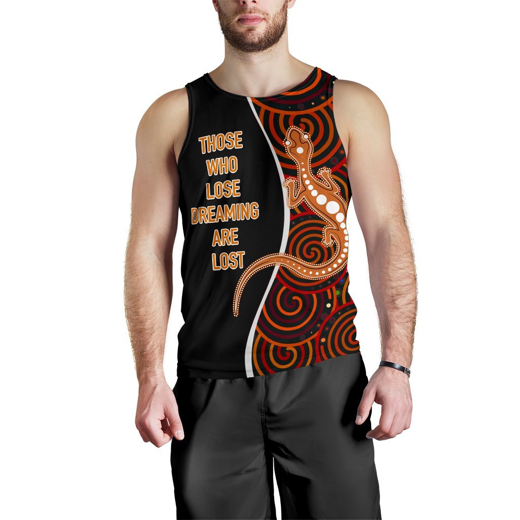 Aboriginal Personalised Men's Tank Top - Indigenous Lizard Dreaming - Vibe Hoodie Shop