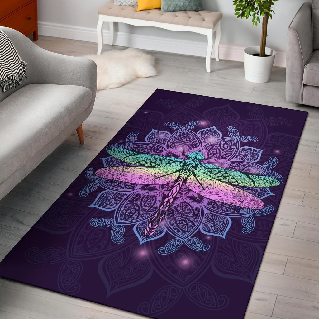 Maori Mandala Dragonfly Area Rug - Vibe Hoodie Shop