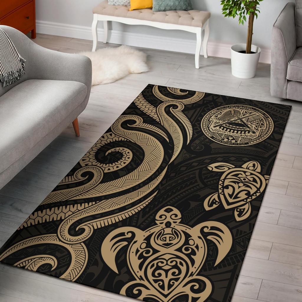 American Samoa Area Rug - Gold Tentacle Turtle - Vibe Hoodie Shop