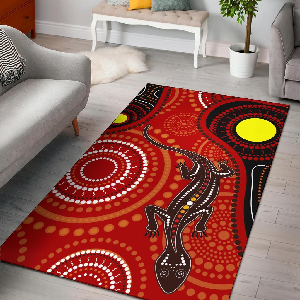 Aboriginal Area Rug - Australia Lizard Dot Painting Art - Vibe Hoodie Shop