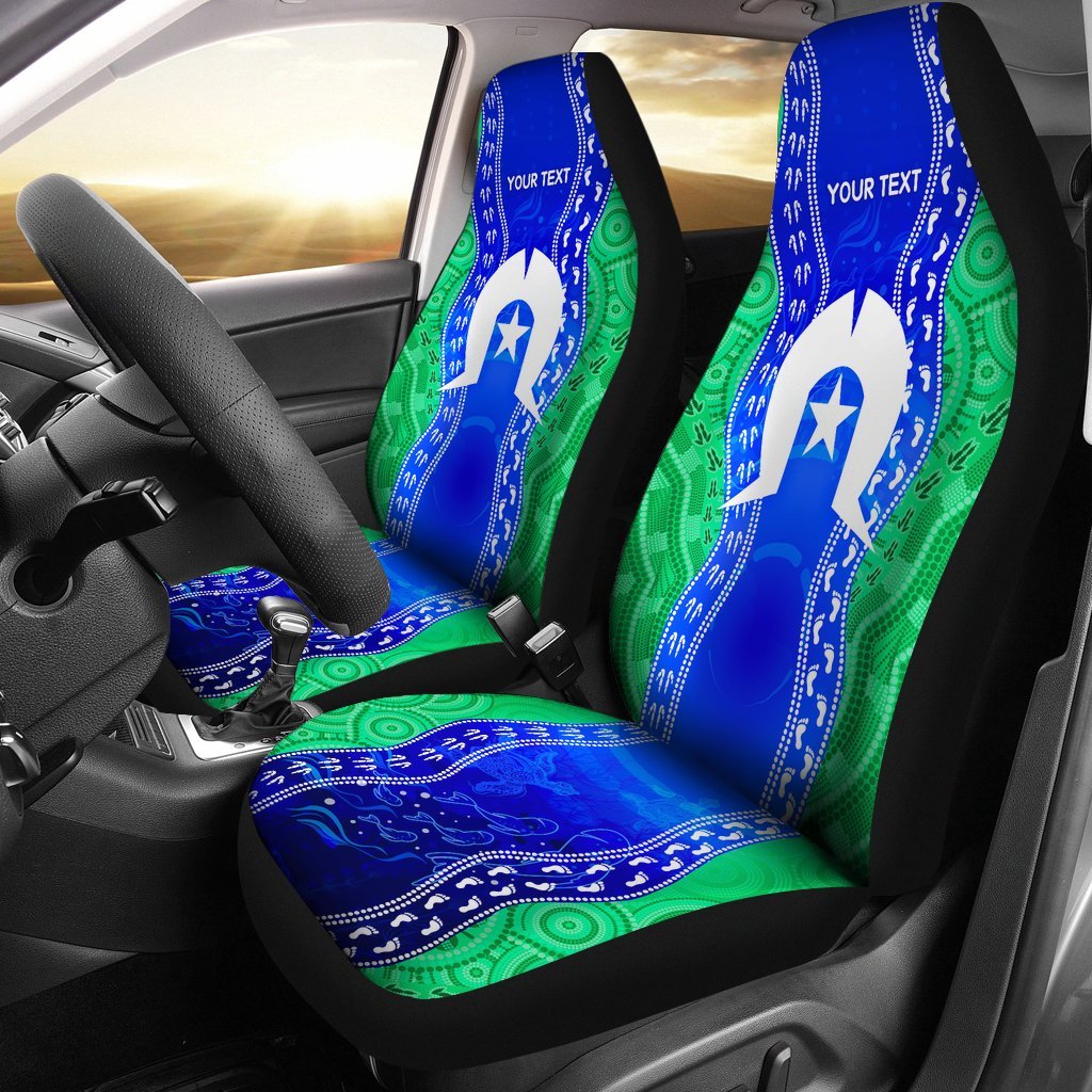 Custom Torres Strait Islanders Car Seat Covers - Torres Symbol With Aboriginal Patterns - Vibe Hoodie Shop