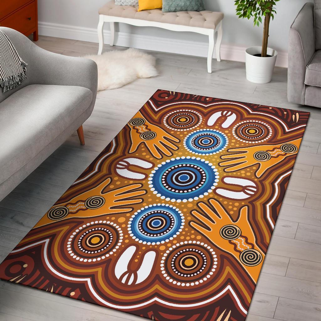 Aboriginal Area Rug - Indegenous Dot Painting Art - Vibe Hoodie Shop