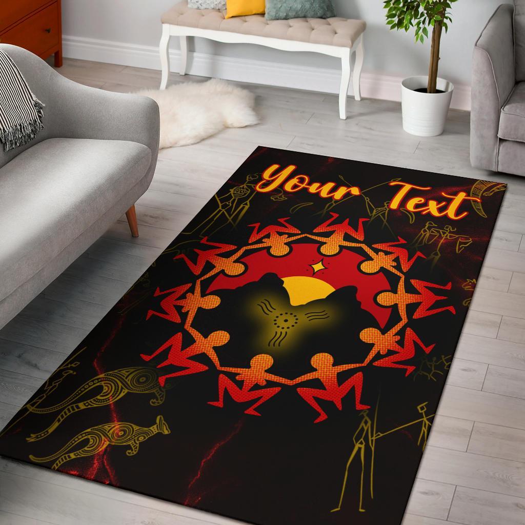 Custom Aboriginal Area Rug - Australia Map and Indigenous Flag - Vibe Hoodie Shop