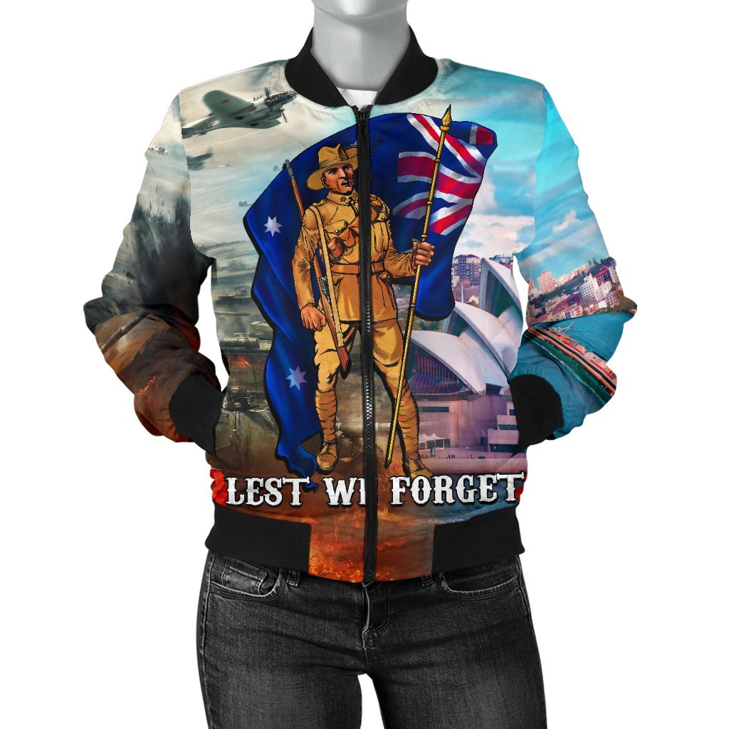 ANZAC Women's Bomber Jacket - Australian Soldier - Vibe Hoodie Shop