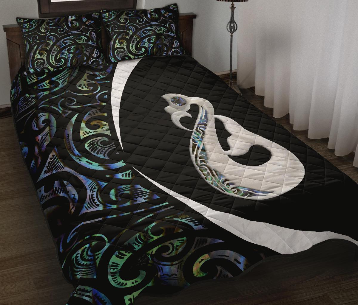 New Zealand Maori Manaia Paua Shell Quilt Bed Set - Circle Style - Vibe Hoodie Shop