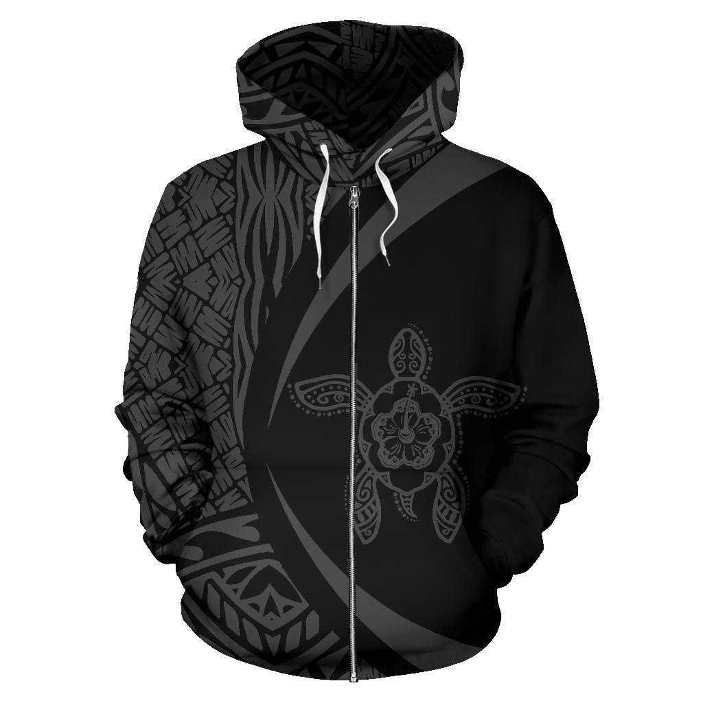 Marshall Islands Turtle Polynesian Zip Up Hoodie - Circle Style 07 - Vibe Hoodie Shop