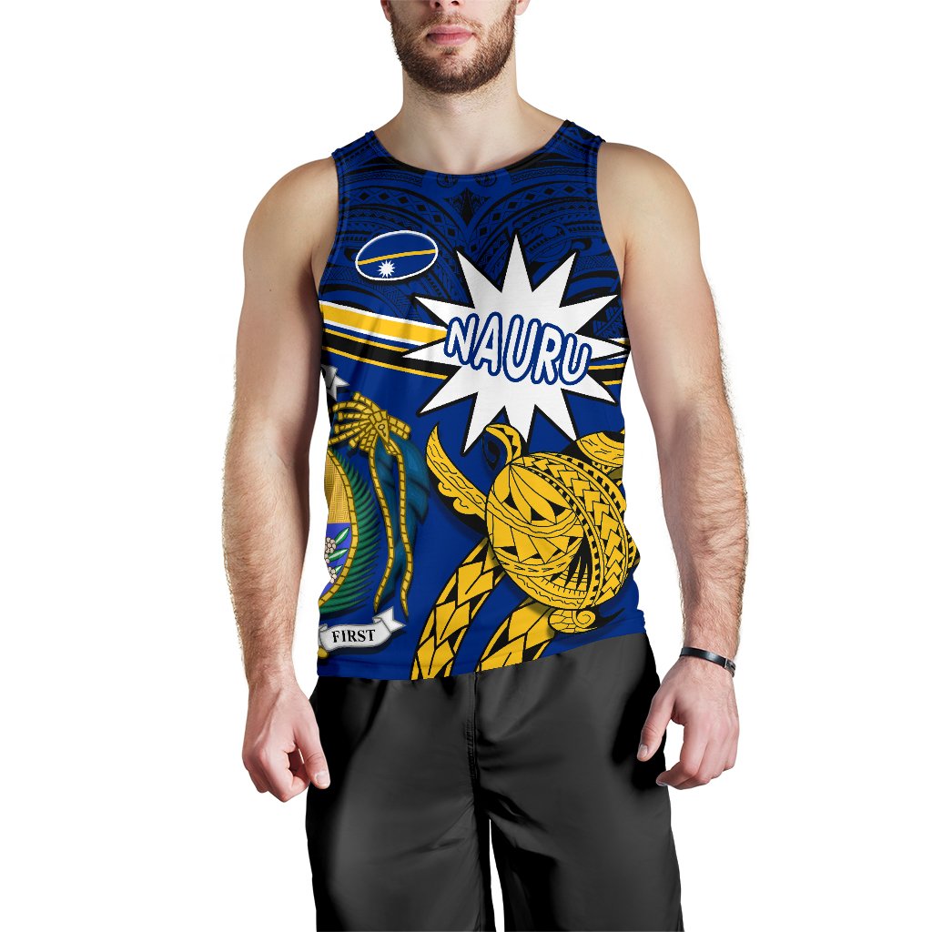 Nauru Rugby Men Tank Top Version Turtle Polynesian - Vibe Hoodie Shop