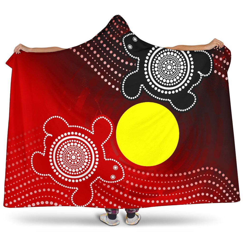 aboriginal-hooded-blanket-indigenous-circle-dot-painting-style