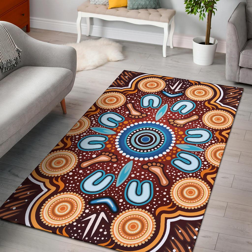 Aboriginal Area Rug - Indigenous Circle Dot Painting Ver02 - Vibe Hoodie Shop