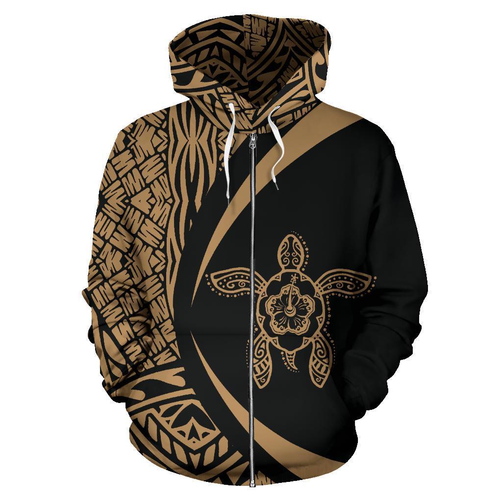 Marshall Islands Turtle Polynesian Zip Up Hoodie - Circle Style 01 - Vibe Hoodie Shop