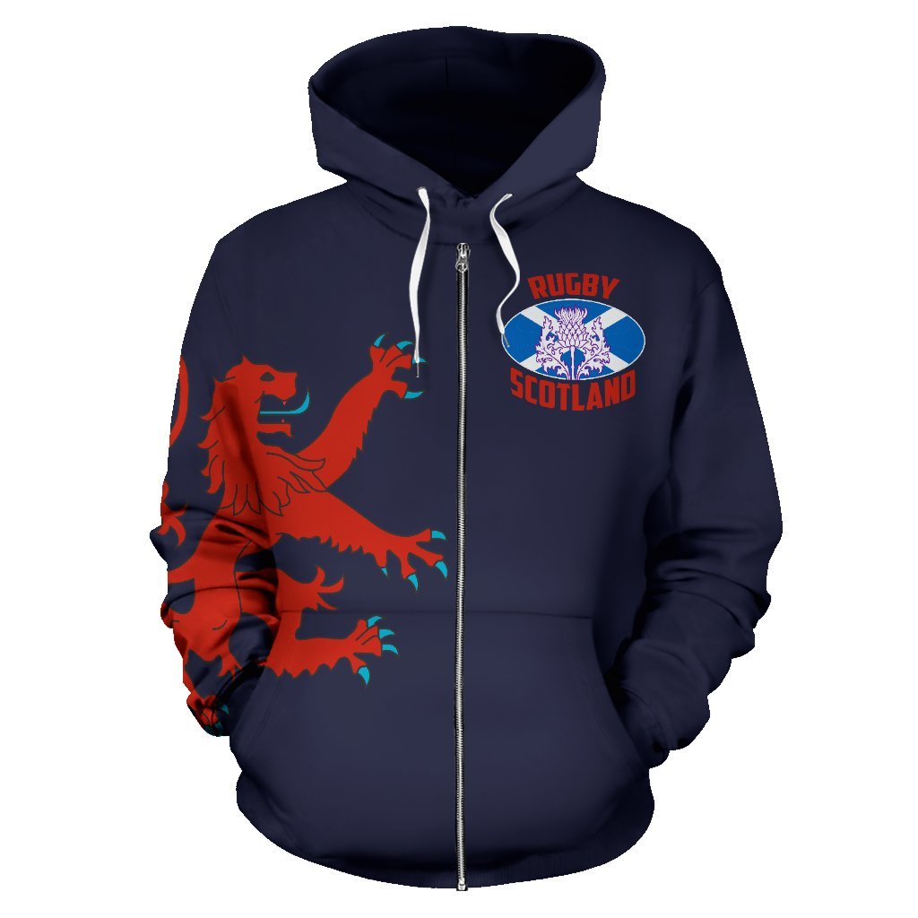 Scotland Rugby Lion Zip Up Hoodie - Vibe Hoodie Shop