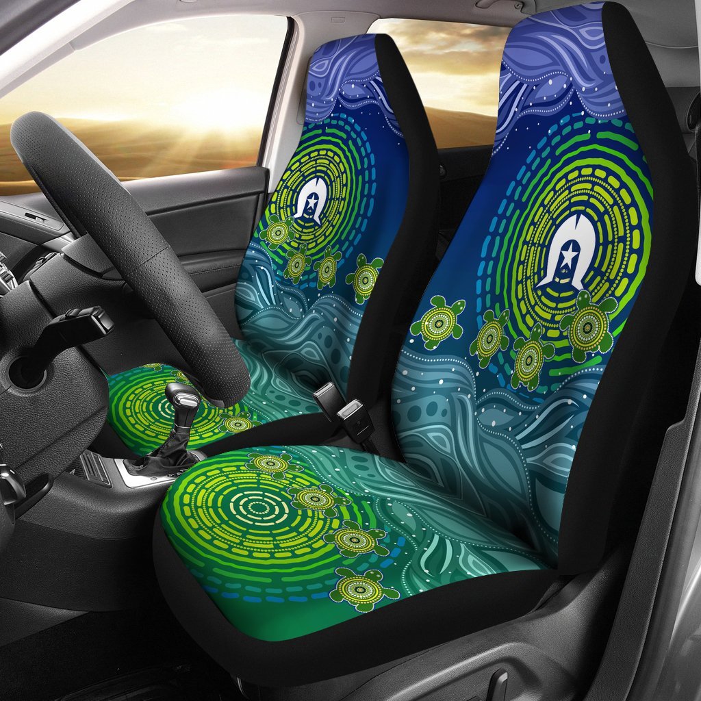 Torres Strait Islanders Car Seat Covers - Aboriginal Turtle - Vibe Hoodie Shop