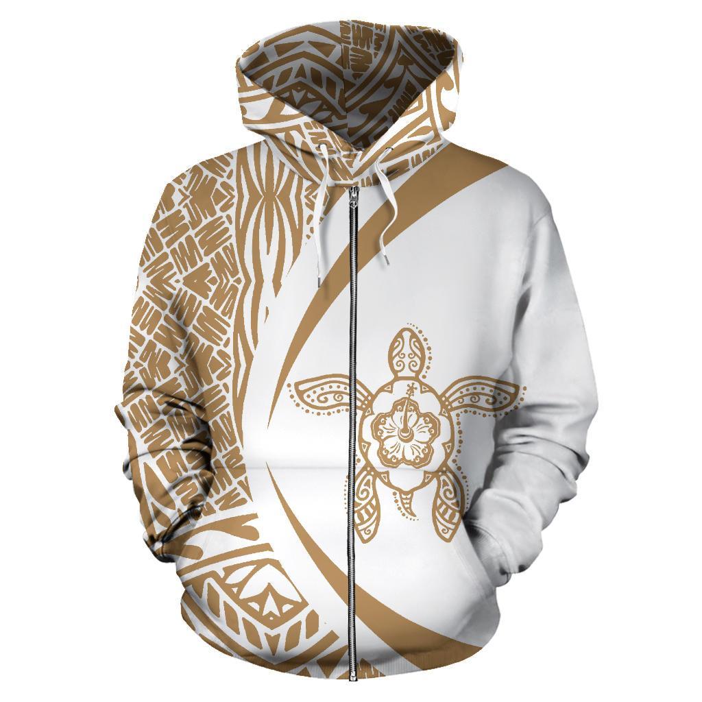 Marshall Islands Turtle Polynesian Zip Up Hoodie - Circle Style - Vibe Hoodie Shop