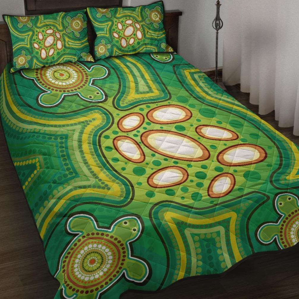Aboriginal Quilt Bed Set - Indegenous Dot Painting Art - Vibe Hoodie Shop