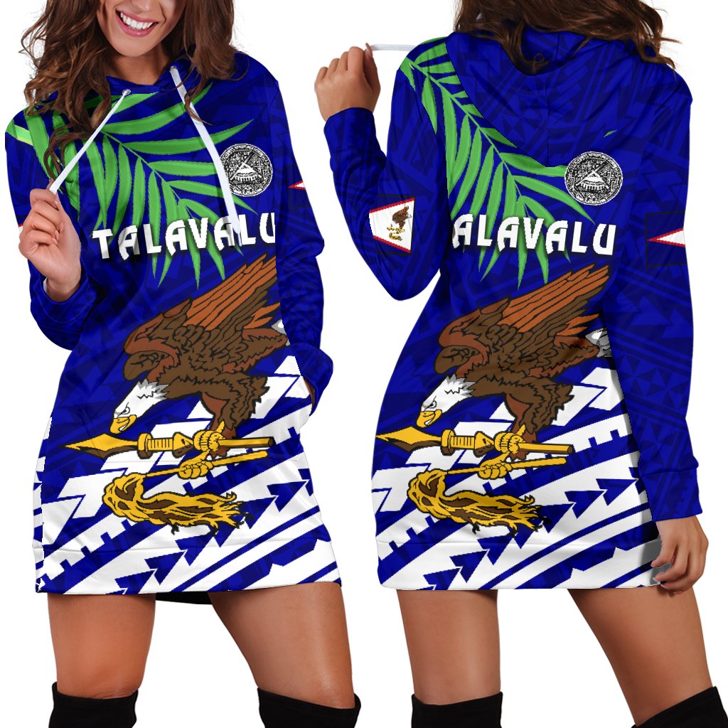 American Samoa Rugby Women Hoodie Dress Coconut Leaves - Talavalu - Vibe Hoodie Shop