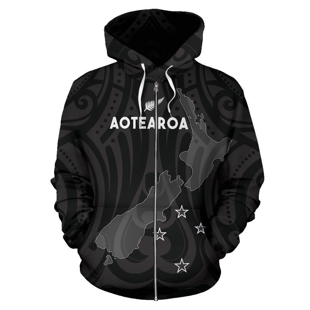 New Zealand Aoteroa Maori Zip Up Hoodie - Vibe Hoodie Shop