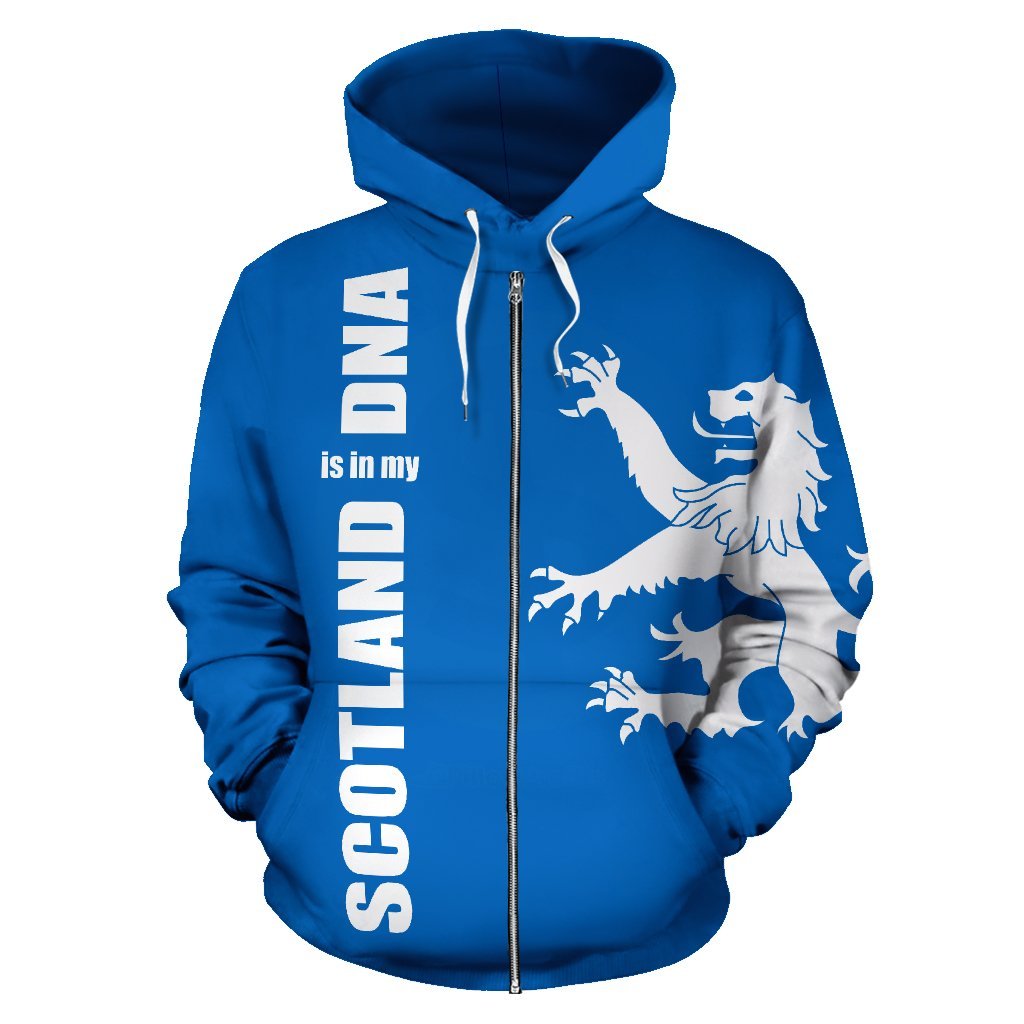 Rugby Lion Rampant Of Scotland Zip Up Hoodie Blue - Vibe Hoodie Shop