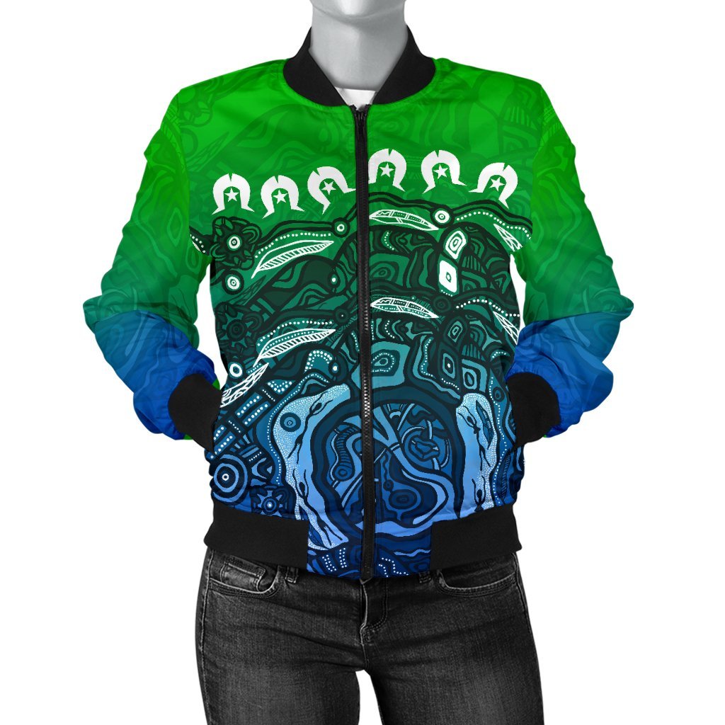 Torres Strait Islands Women's Bomber Jacket - Blue - Vibe Hoodie Shop