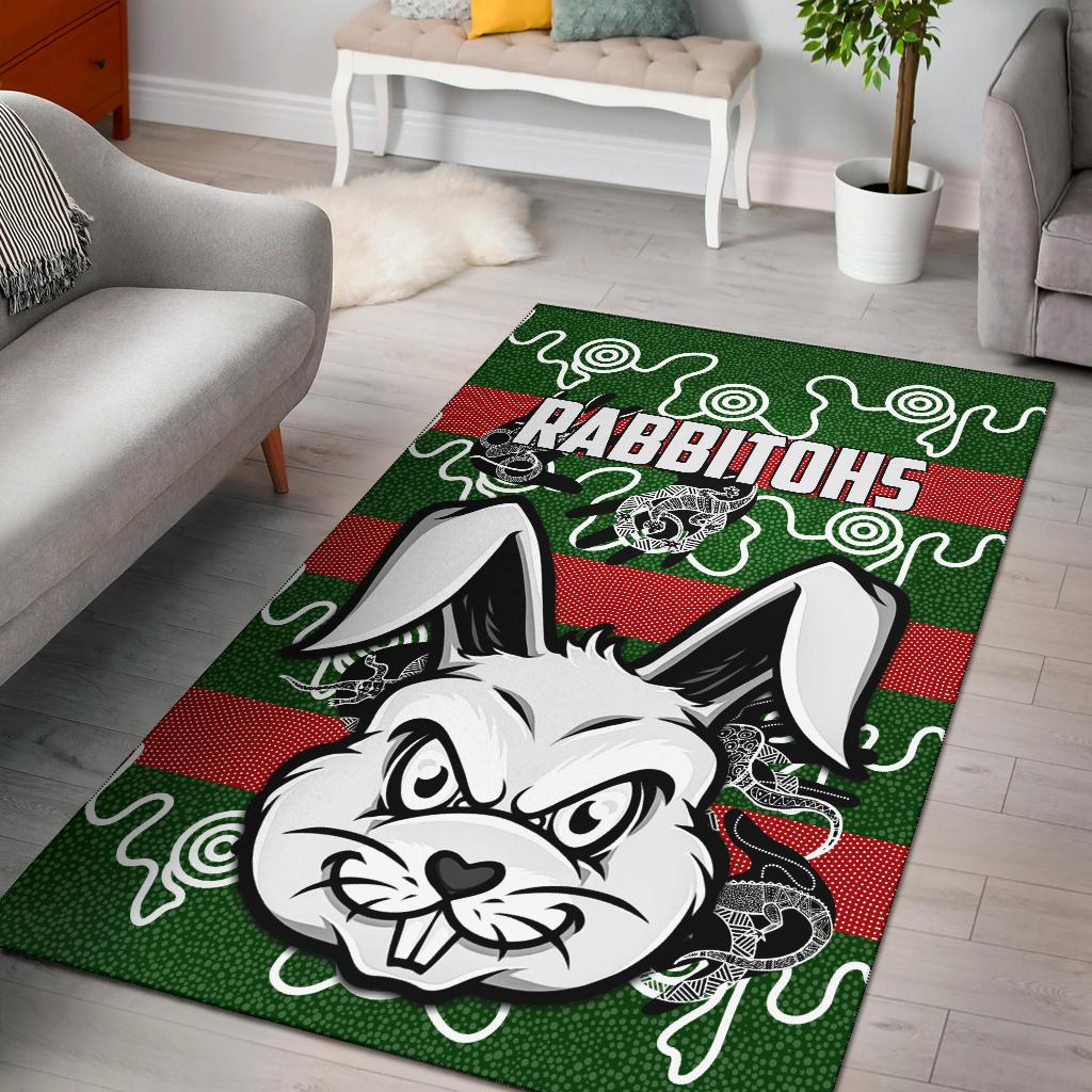 Rabbitohs Indigenous Area Rug Rabbit Head - Vibe Hoodie Shop