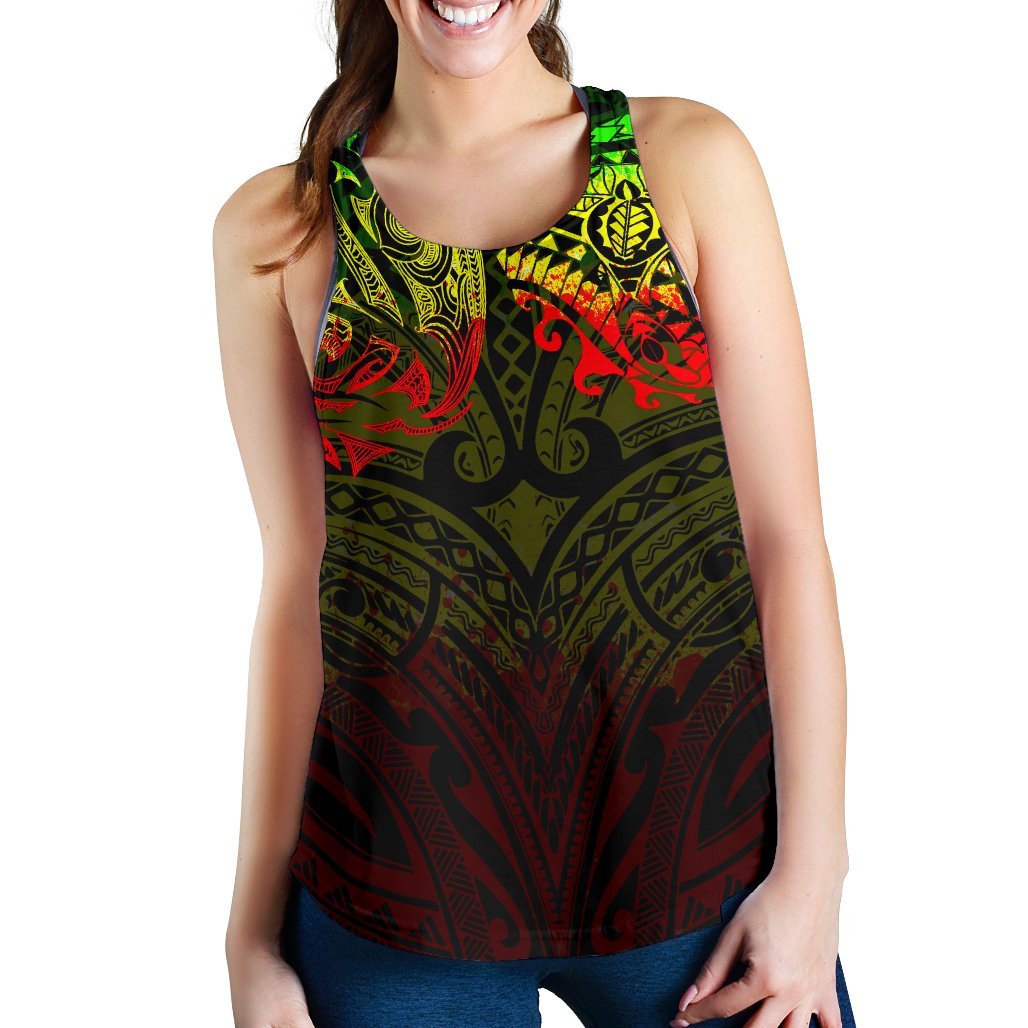 New Zealand Women's Racerback Tank, Maori Polynesian Tattoo Reggage - Vibe Hoodie Shop