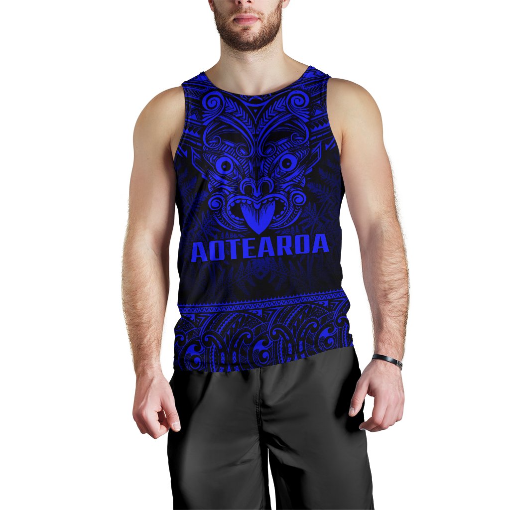 New Zealand Rugby Men's Tank Top Maori Haka - Silver Fern (Blue) - Vibe Hoodie Shop