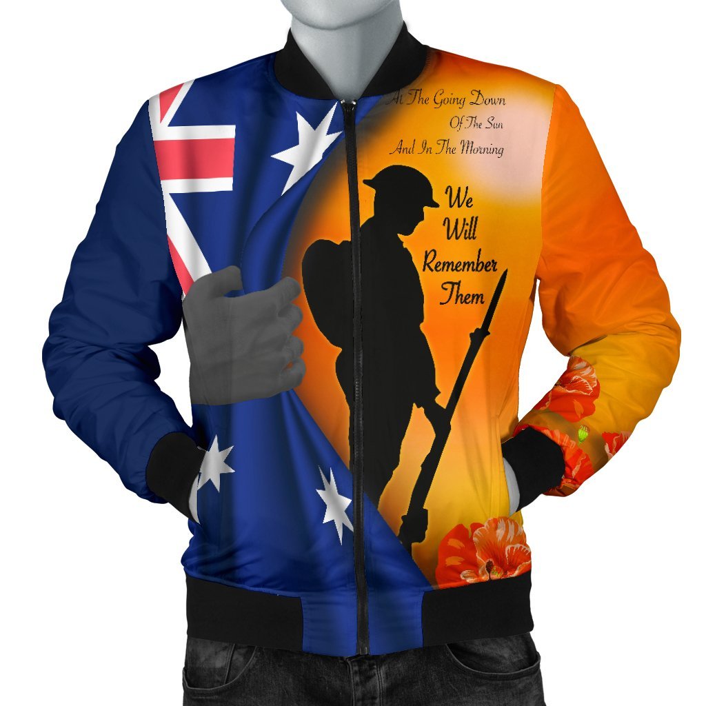 ANZAC Men's Bomber Jacket - We Will Remember Them Ver02 - Vibe Hoodie Shop