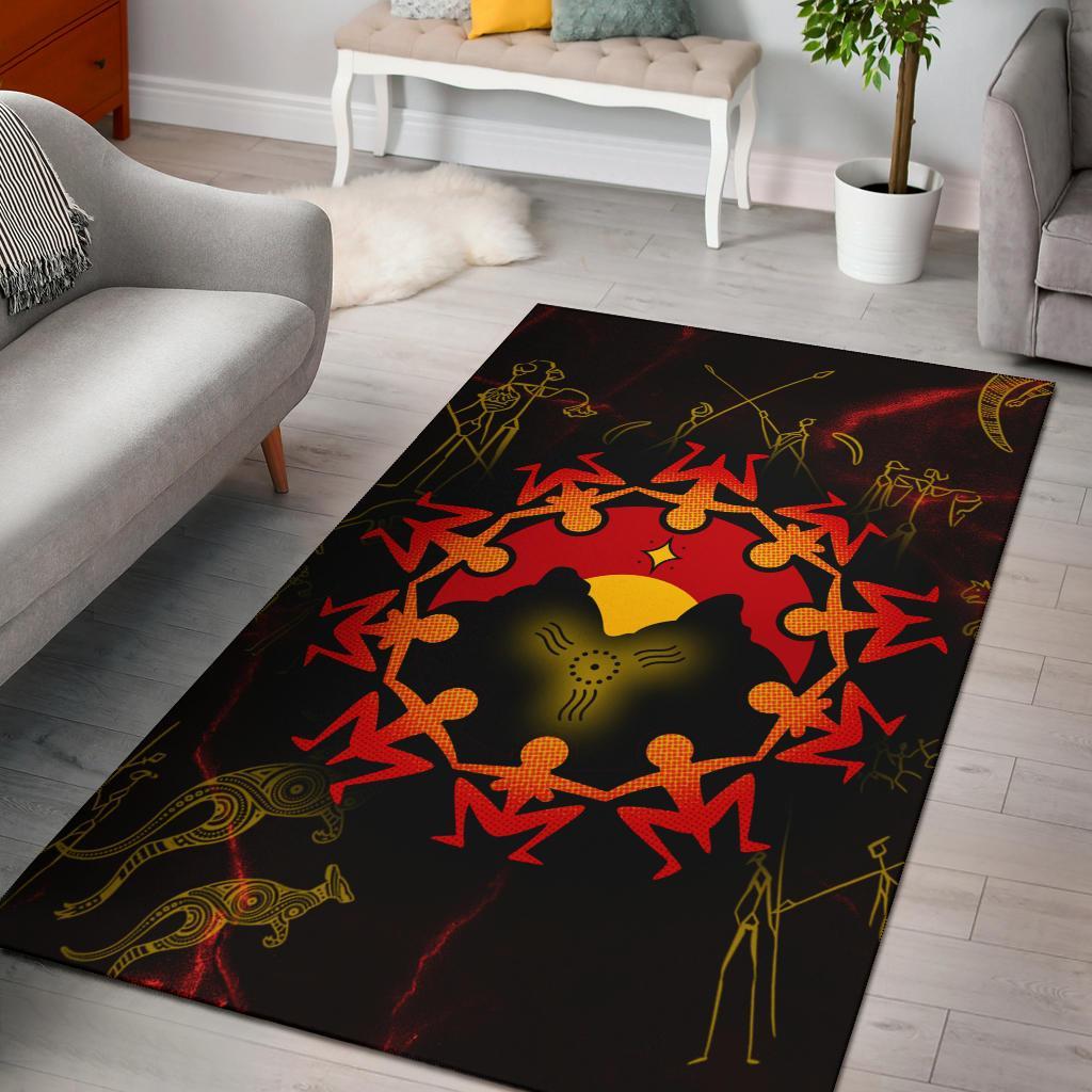 Aboriginal Area Rug - Australia Map and Indigenous Flag - Vibe Hoodie Shop